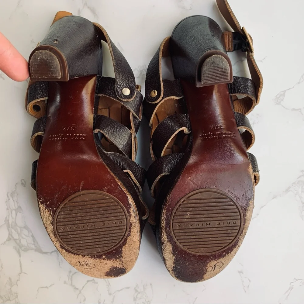 Chie Mihara Woven Suave Leather Slingback Sandals Open Toe Heels | Size 37.5 - Picture 13 of 14